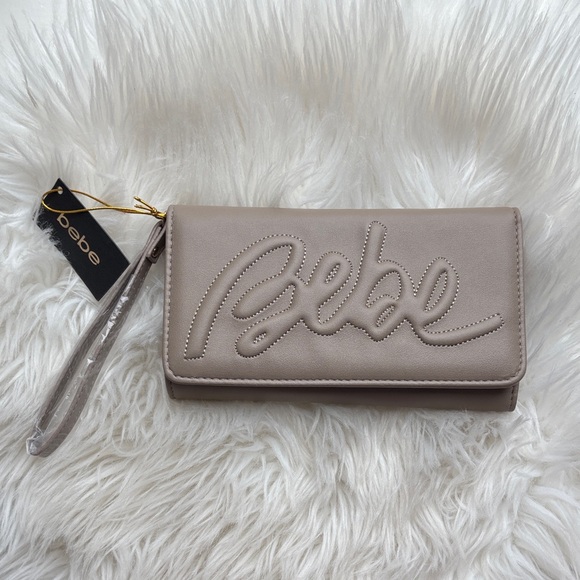 bebe Handbags - Bebe taupe trifold Embroidery Wallet